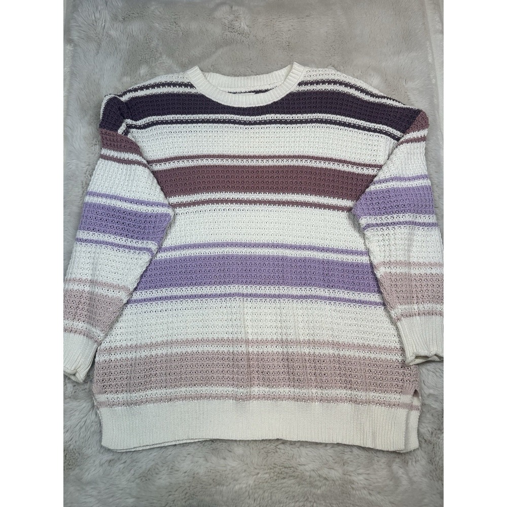 Aeropostale Sweater Womens S Multicolor Striped Casual Preppy Open Knit Top